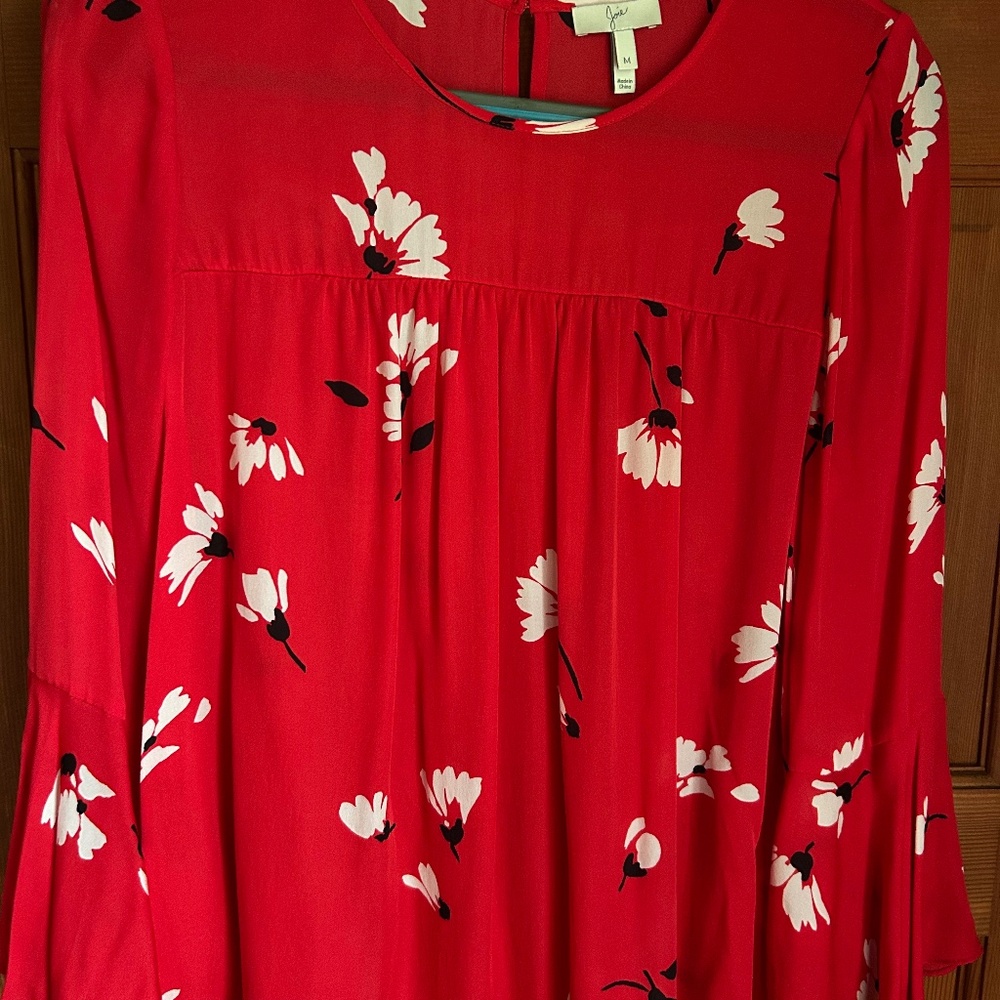 Joie Red Silk Blouse (Size Medium)